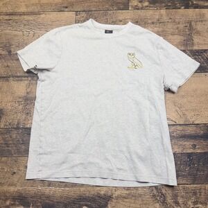 OVO T-Shirt Owl‎ Logo Graphic Short Sleeve Tee Top, Large cream color